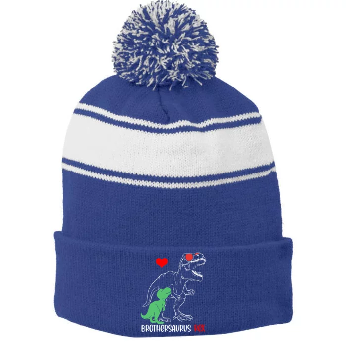 Brothersaurus Daddy Rex Autism Awareness Proud Dad Gift Stripe Pom Pom Beanie