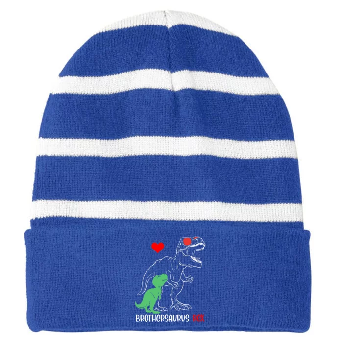 Brothersaurus Daddy Rex Autism Awareness Proud Dad Gift Striped Beanie with Solid Band