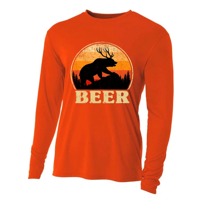 Bear Deer Retro Vintage Funny Beer Gift Cooling Performance Long Sleeve Crew