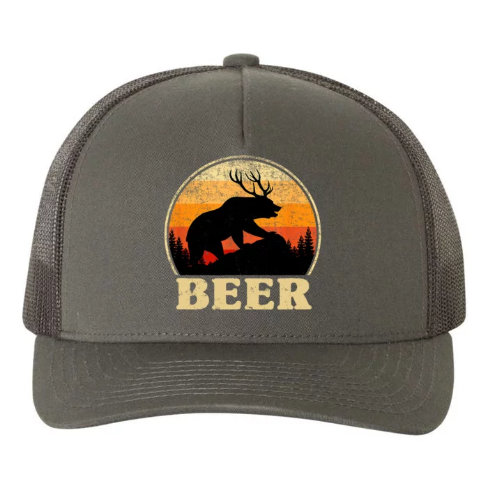 Bear Deer Retro Vintage Funny Beer Gift Yupoong Adult 5-Panel Trucker Hat