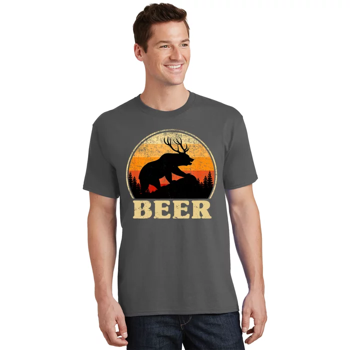 Bear Deer Retro Vintage Funny Beer Gift T-Shirt