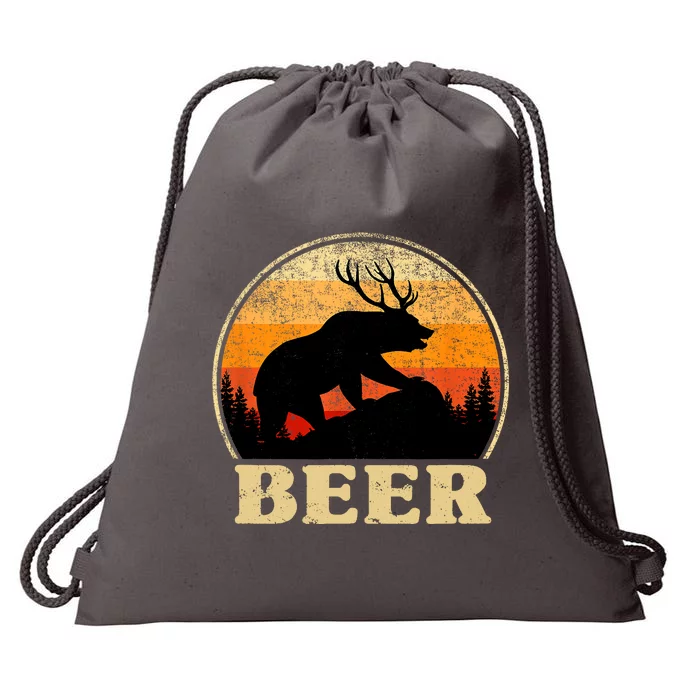 Bear Deer Retro Vintage Funny Beer Gift Drawstring Bag