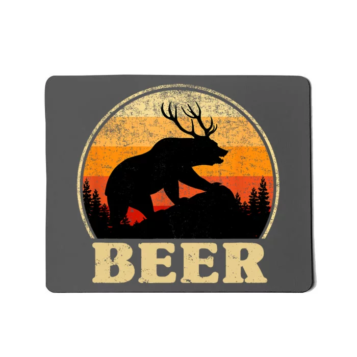 Bear Deer Retro Vintage Funny Beer Gift Mousepad