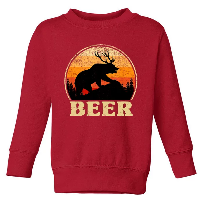 Bear Deer Retro Vintage Funny Beer Gift Toddler Sweatshirt