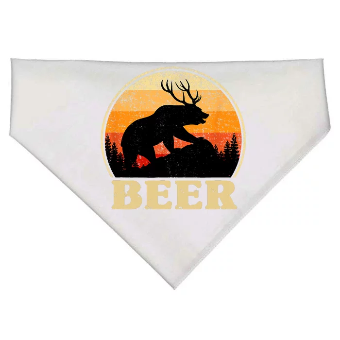 Bear Deer Retro Vintage Funny Beer Gift USA-Made Doggie Bandana