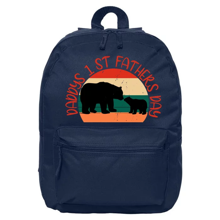 Bear Dad Retro Baby Bear Daddy's First Father's Day Daddy Baby Matching 16 in Basic Backpack