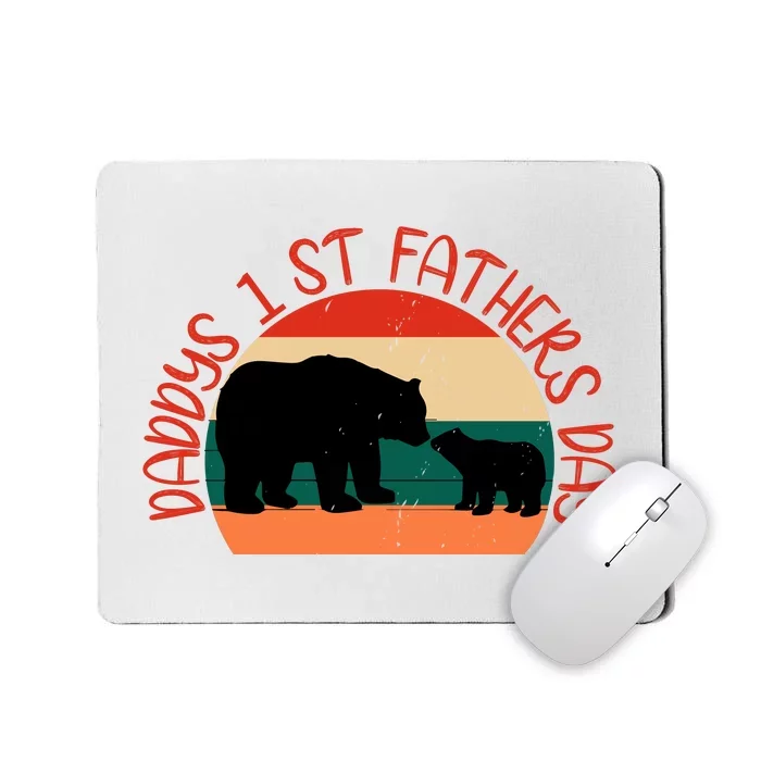 Bear Dad Retro Baby Bear Daddy's First Father's Day Daddy Baby Matching Mousepad