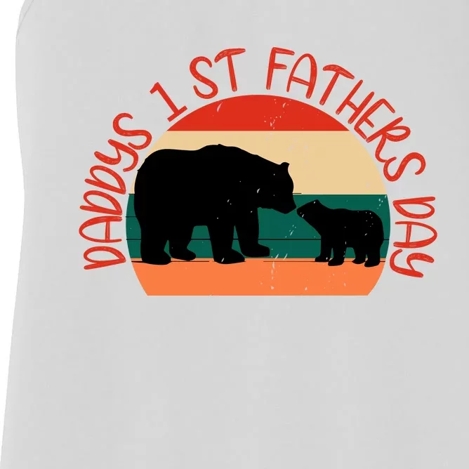 Bear Dad Retro Baby Bear Daddy's First Father's Day Daddy Baby Matching Women's Racerback Tank