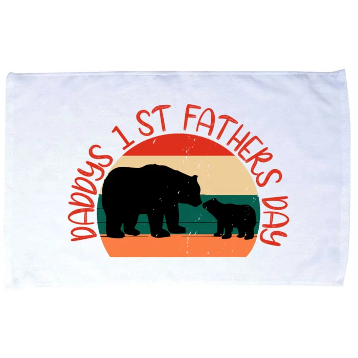 Bear Dad Retro Baby Bear Daddy's First Father's Day Daddy Baby Matching Microfiber Hand Towel