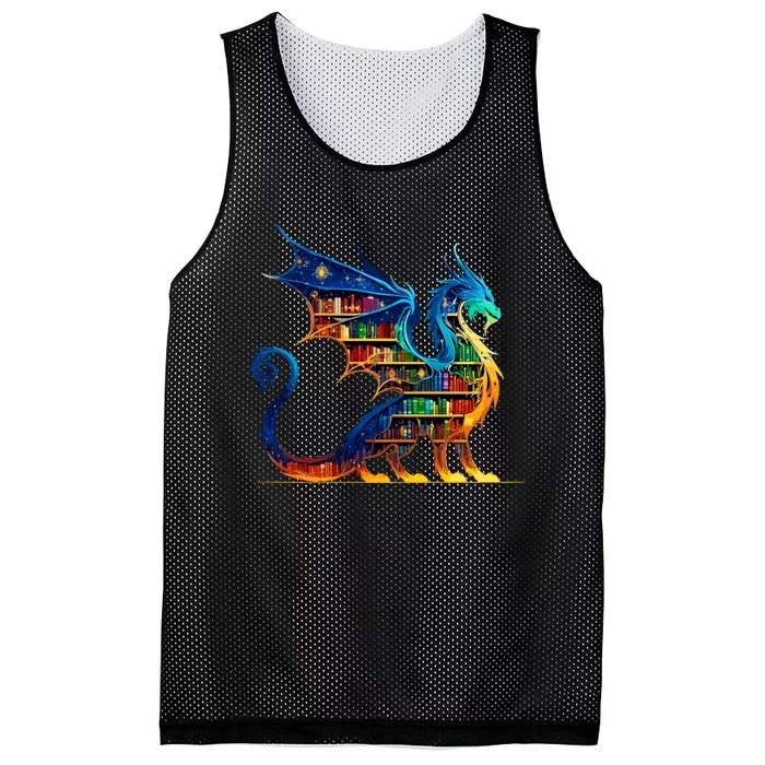 Book Dragon Reading Book Lover Mesh Reversible Basketball Jersey Tank