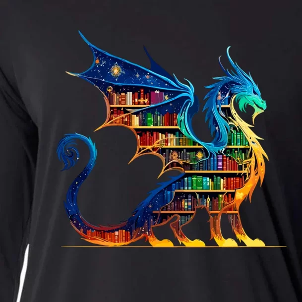 Book Dragon Reading Book Lover Cooling Performance Long Sleeve Crew