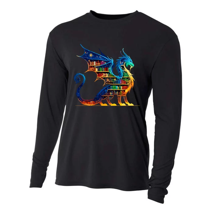 Book Dragon Reading Book Lover Cooling Performance Long Sleeve Crew