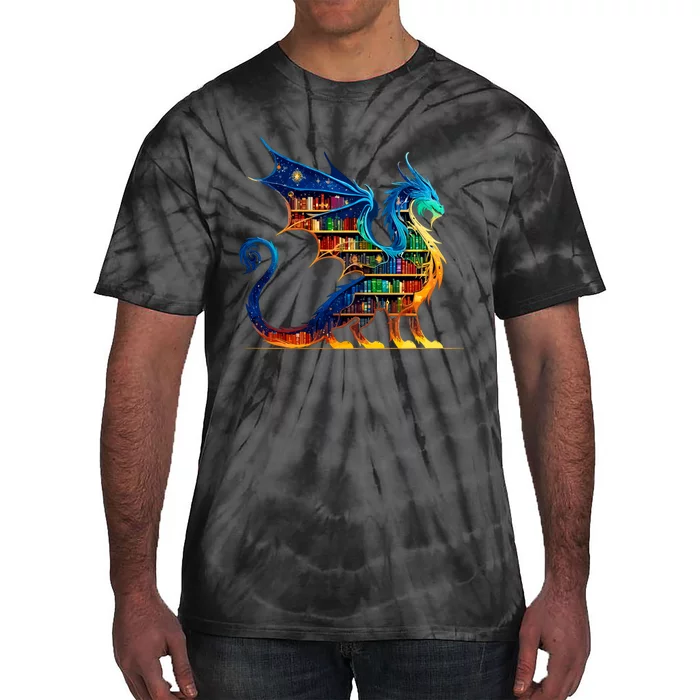 Book Dragon Reading Book Lover Tie-Dye T-Shirt