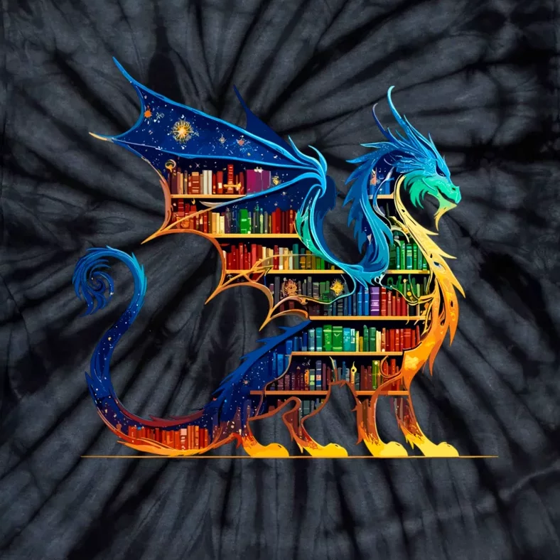 Book Dragon Reading Book Lover Tie-Dye T-Shirt