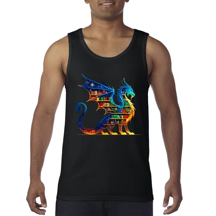 Book Dragon Reading Book Lover Tank Top