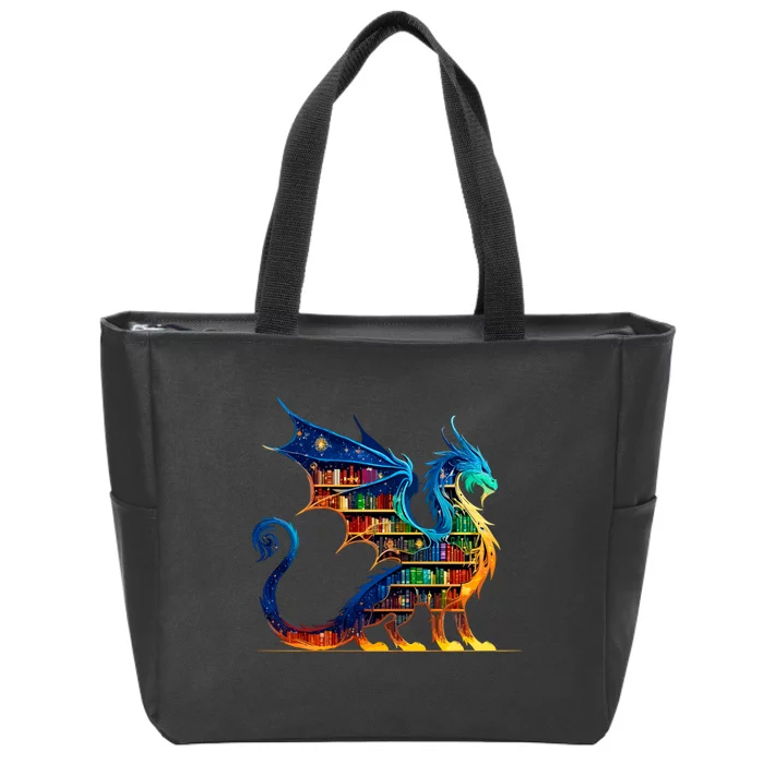 Book Dragon Reading Book Lover Zip Tote Bag