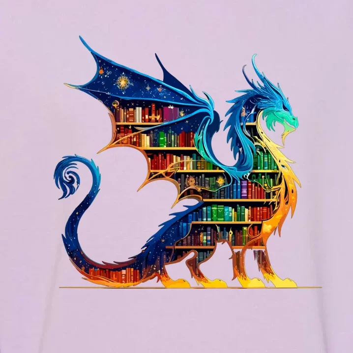 Book Dragon Reading Book Lover Garment-Dyed Sweatshirt