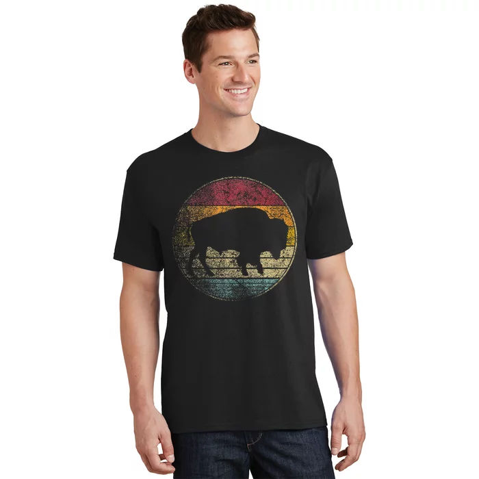 Buffalo Distressed Retro Bison Animal Lover T-Shirt