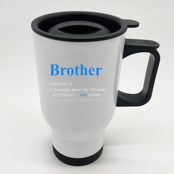 Brother Definition Retro Christmas Fathers Day Brother Front & Back Stainless Steel Travel Mug