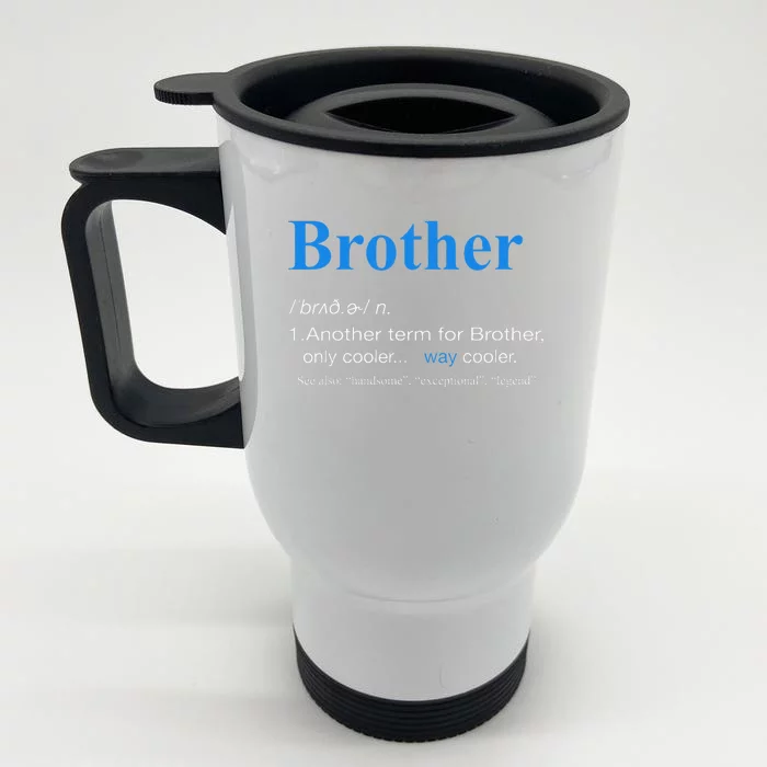 Brother Definition Retro Christmas Fathers Day Brother Front & Back Stainless Steel Travel Mug