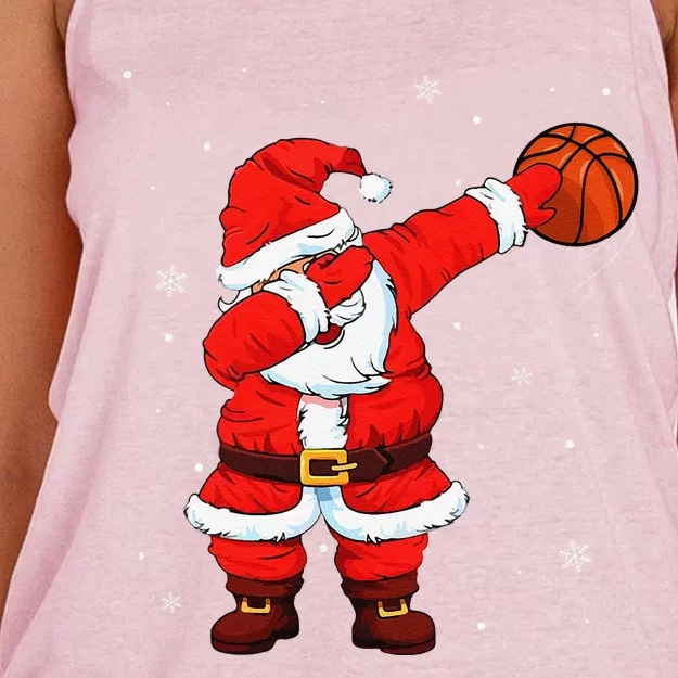 Basketball Dabbing Santa Funny Christmas Gifts For Women's Knotted Racerback Tank