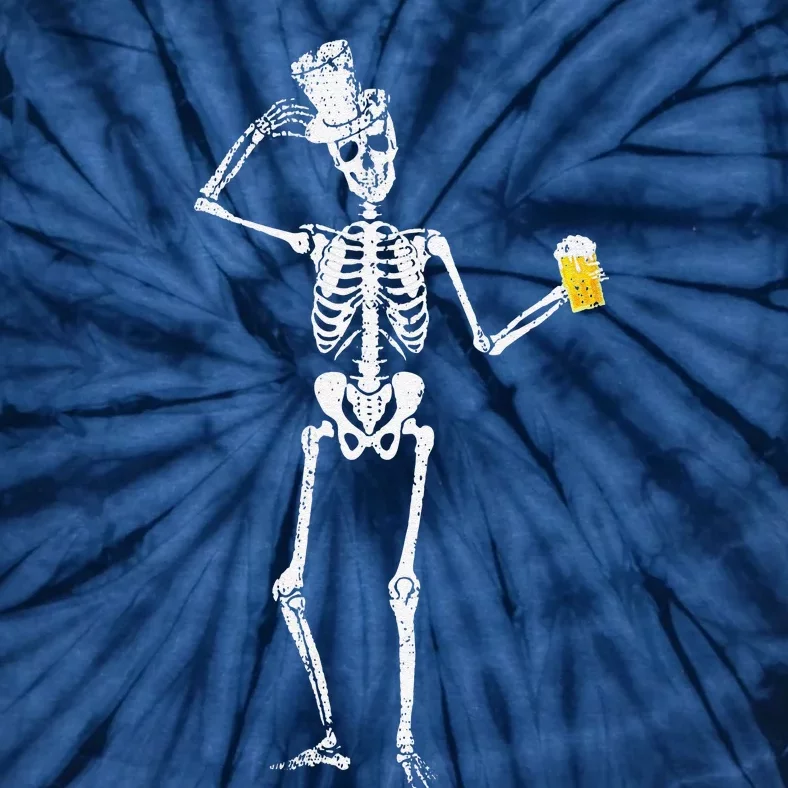 Beer Drunk Skeleton Party Gift Idea Halloween Tie-Dye T-Shirt