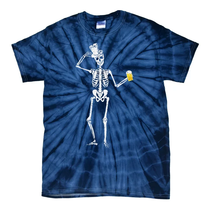 Beer Drunk Skeleton Party Gift Idea Halloween Tie-Dye T-Shirt