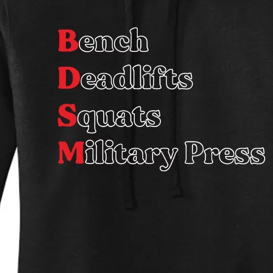 Bench Deadlifts Squats Military Press Women's Pullover Hoodie