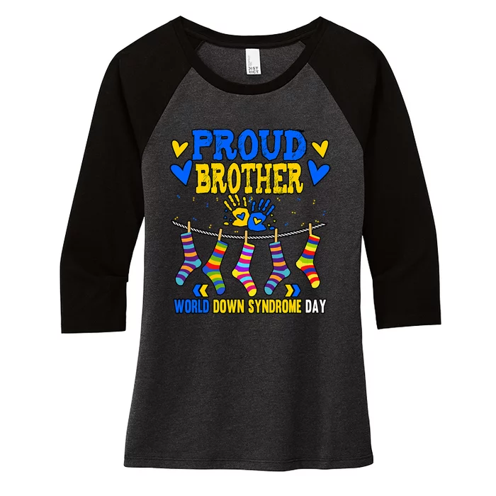 Brother Down Syndrome Awareness Women's Tri-Blend 3/4-Sleeve Raglan Shirt