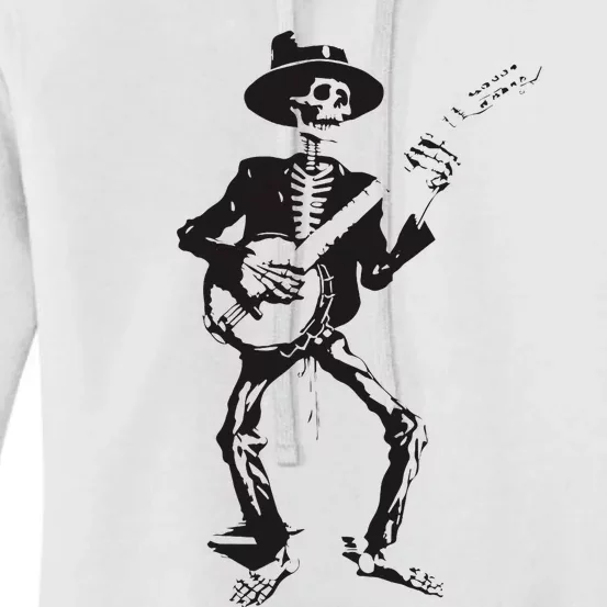 Banjo Dancing Skeleton Bluegrass Music Festival Women's Pullover Hoodie