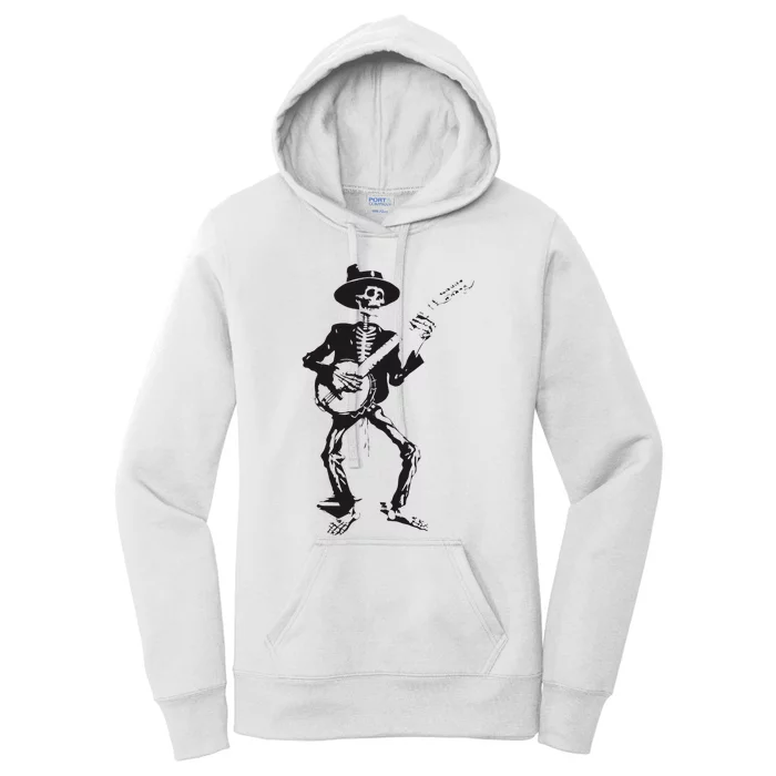 Banjo Dancing Skeleton Bluegrass Music Festival Women's Pullover Hoodie