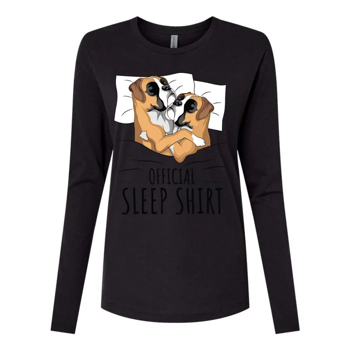 Boxer Dog Sleep Funny Womens Cotton Relaxed Long Sleeve T-Shirt