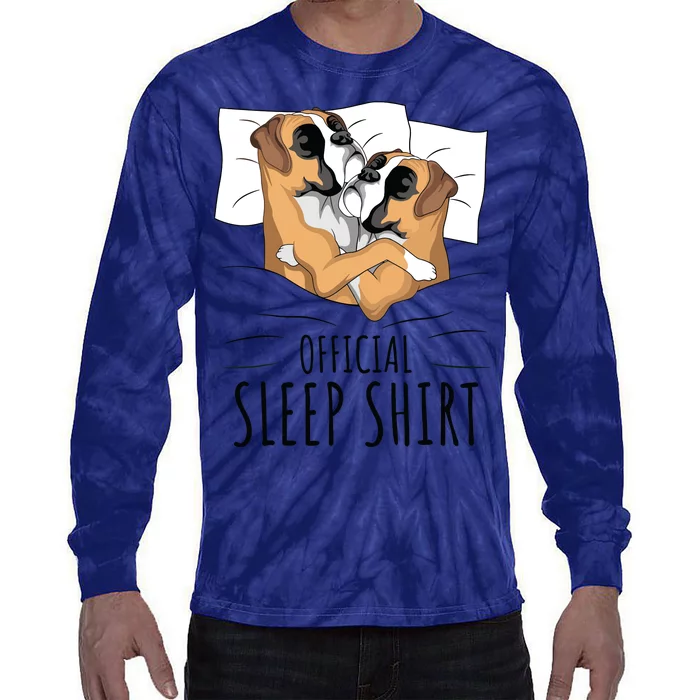 Boxer Dog Sleep Funny Tie-Dye Long Sleeve Shirt