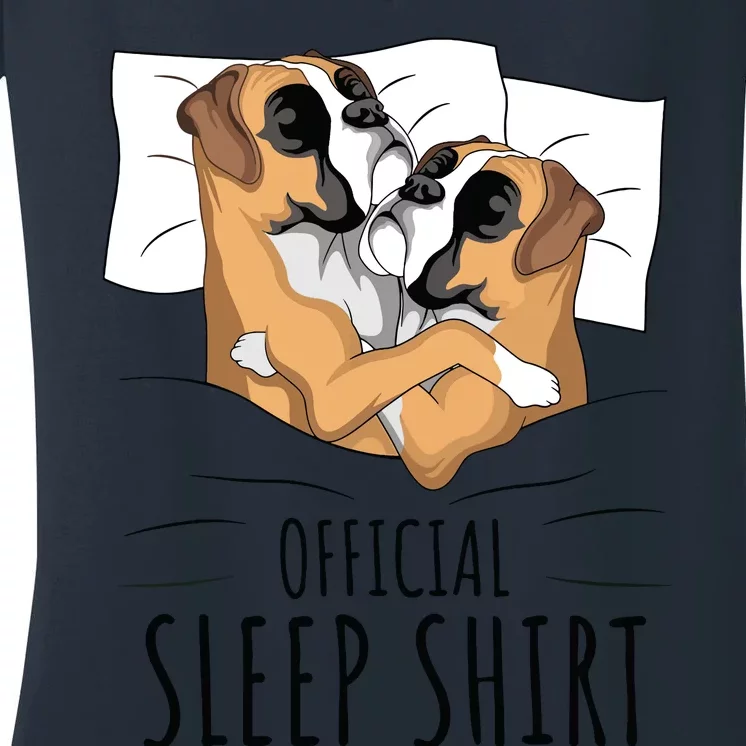 Boxer Dog Sleep Funny Women's V-Neck T-Shirt