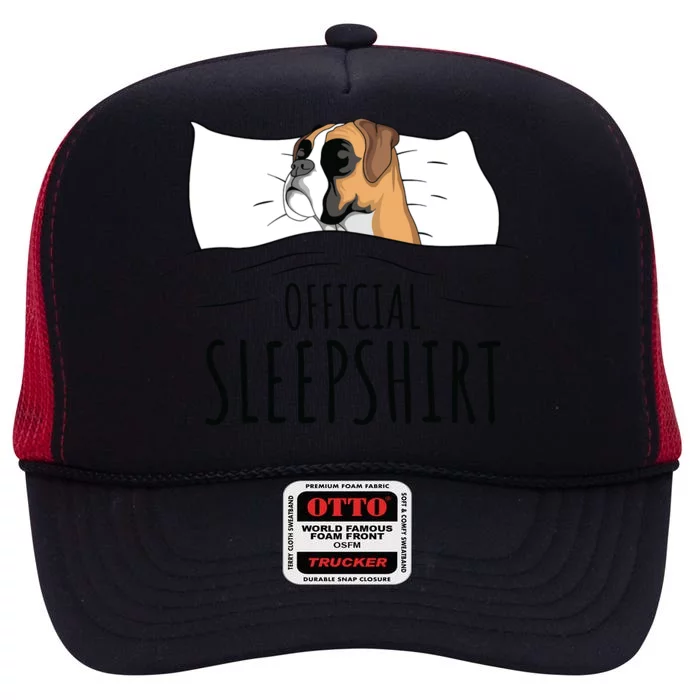 Boxer Dog Sleep Gift High Crown Mesh Trucker Hat