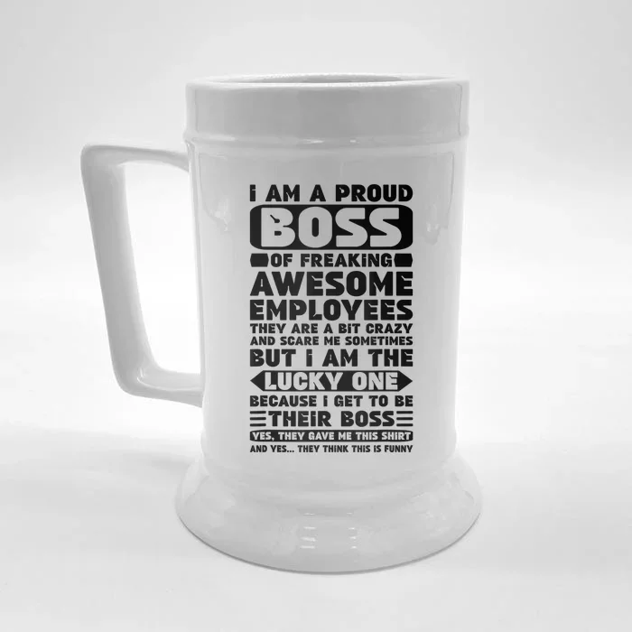 Boss Day Shirt Employee Appreciation Office Women Funny Front & Back Beer Stein