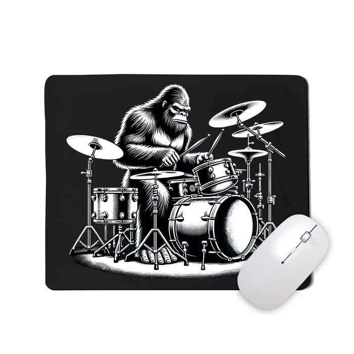 Bigfoot Drummer Sasquatch Playing Drums Musician Band Music Mousepad