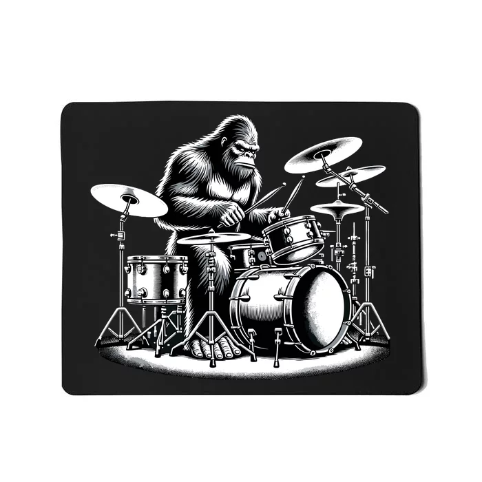 Bigfoot Drummer Sasquatch Playing Drums Musician Band Music Mousepad