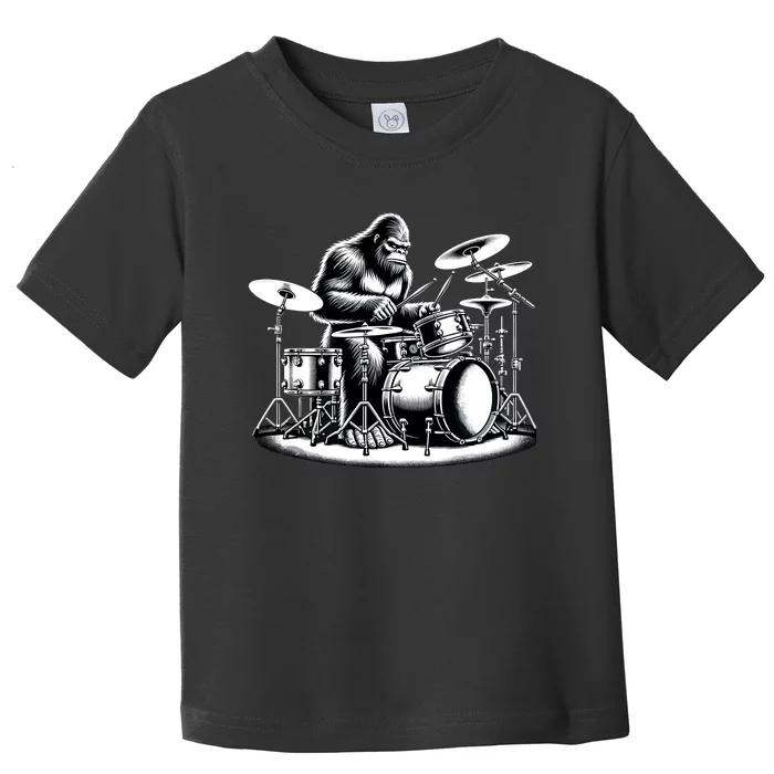 Bigfoot Drummer Sasquatch Playing Drums Musician Band Music Toddler T-Shirt