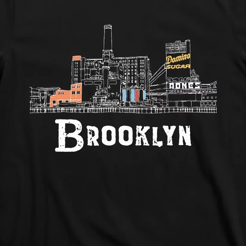 Brooklyn Domino Sugar Plant Hand Drawn Illustration T-Shirt