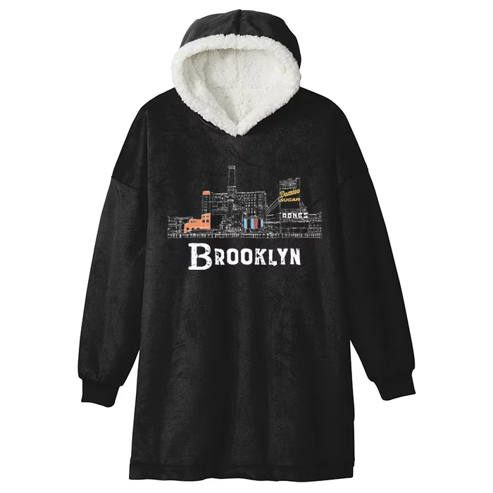 Brooklyn Domino Sugar Plant Hand Drawn Illustration Hooded Wearable Blanket