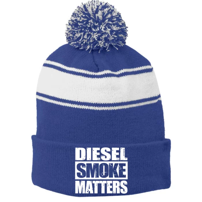 Black Diesel Smoke Matters Diesel Truck Owner Roll Coal Gift Stripe Pom Pom Beanie