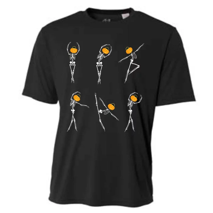 Ballet Dancer Skeletons Pumpkin Head Ballet Dance Halloween Cooling Performance Crew T-Shirt