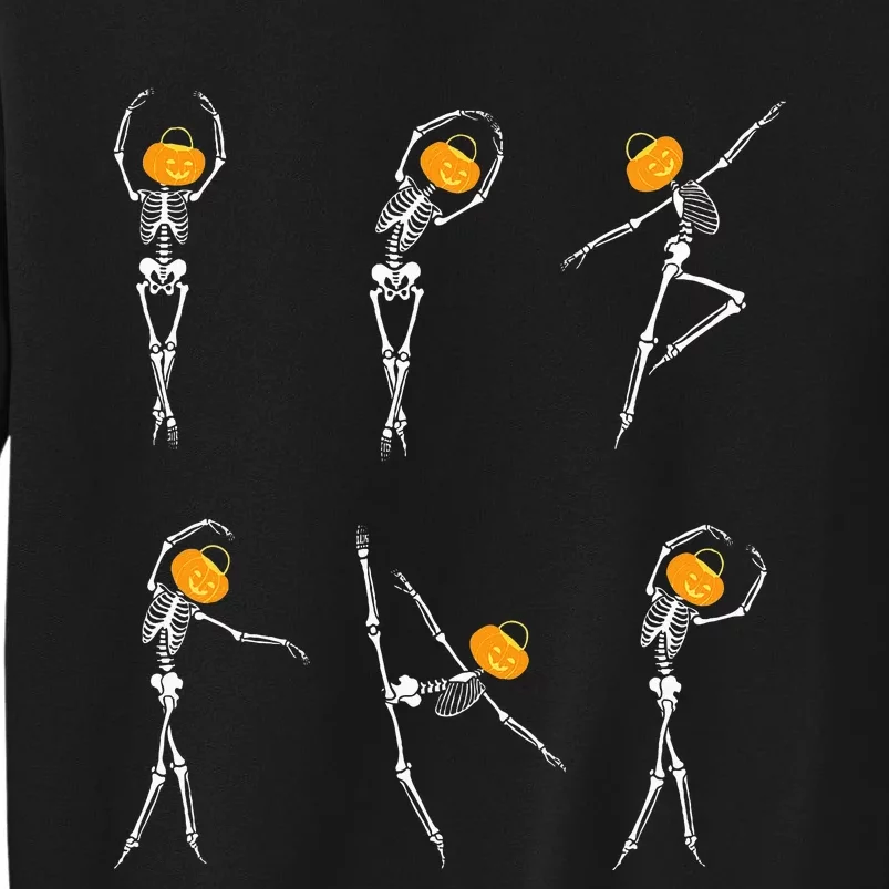 Ballet Dancer Skeletons Pumpkin Head Ballet Dance Halloween Tall Sweatshirt