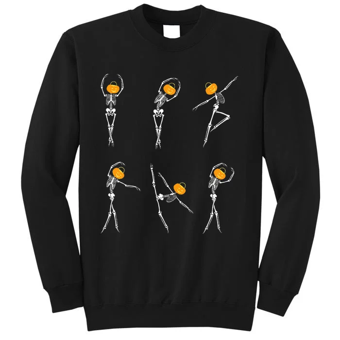 Ballet Dancer Skeletons Pumpkin Head Ballet Dance Halloween Tall Sweatshirt