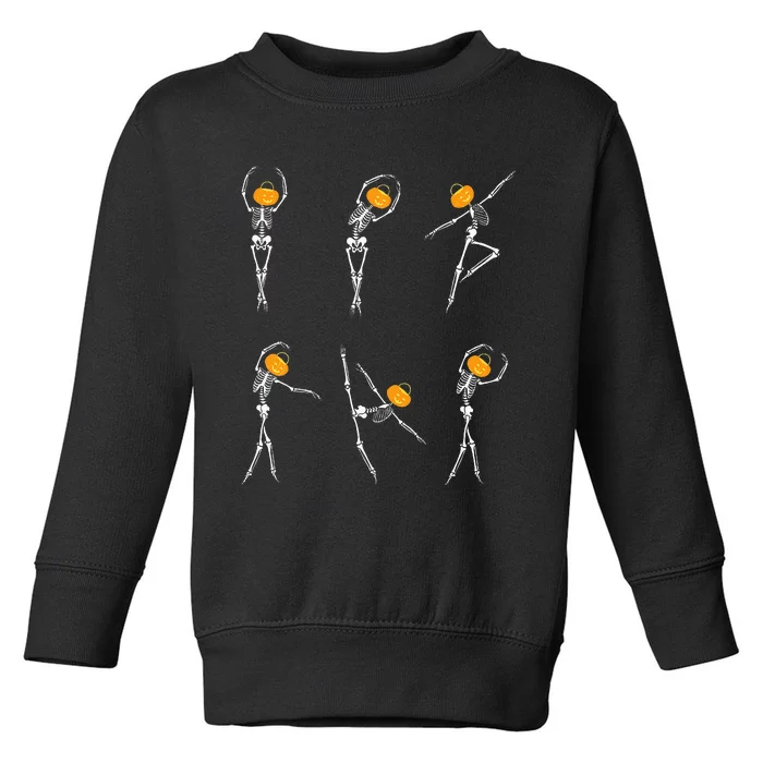 Ballet Dancer Skeletons Pumpkin Head Ballet Dance Halloween Toddler Sweatshirt