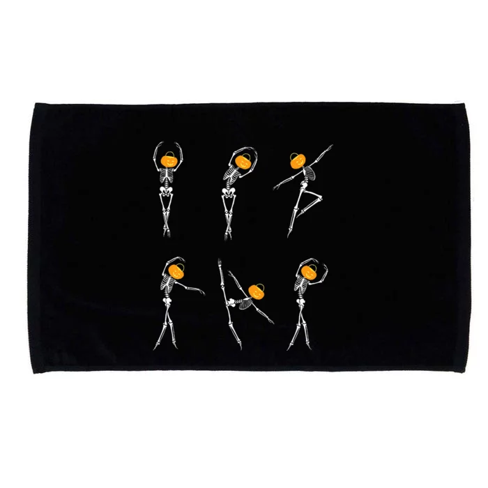 Ballet Dancer Skeletons Pumpkin Head Ballet Dance Halloween Microfiber Hand Towel