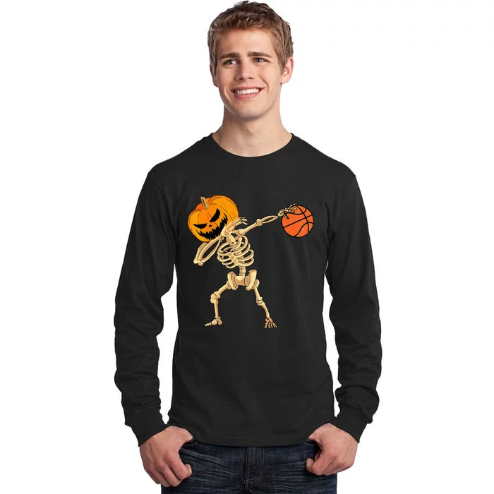 Basketball Dabbing Skeleton Men Halloween Basketball Tall Long Sleeve T-Shirt