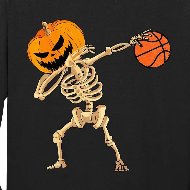 Basketball Dabbing Skeleton Men Halloween Basketball Tall Long Sleeve T-Shirt