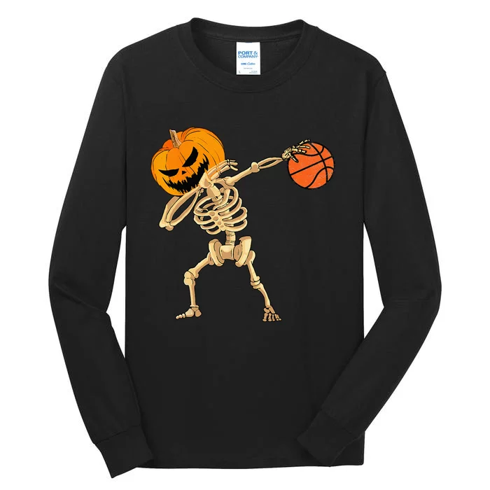 Basketball Dabbing Skeleton Men Halloween Basketball Tall Long Sleeve T-Shirt